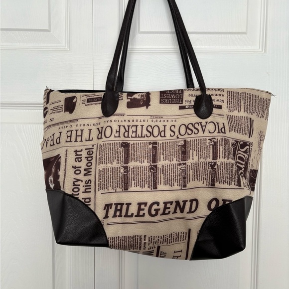 Handbags - Newspaper print tote